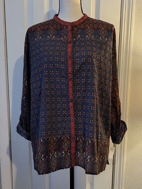 Love Kyla Embroidered Cotton Button-down "Aida" Blouse